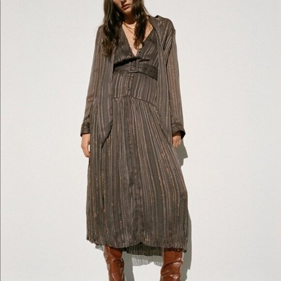 Zara Dresses & Skirts - Zara Brown Midi Dress